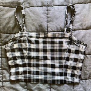 Plaid Black and White Women's Top
